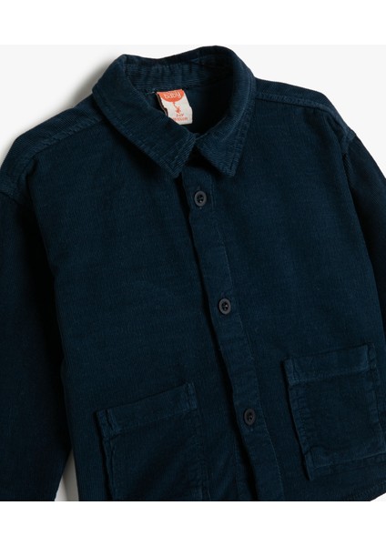 Fitilli Kadife Gömlek Cepli Arkası Baskılı Uzun Kollu modelleri