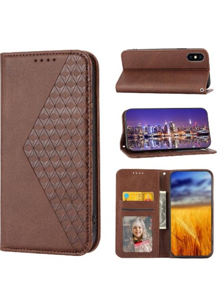 IPhone x Için Flip Case/xs Cüzdan Standı Eşkenar Dörtgen Şekli Günlük Kullanım El Kayışı (Yurt Dışından)