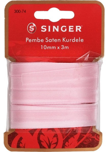 Pembe Saten Kurdele (10MM x 3m) 300-74