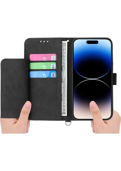 IPhone 16 Için Flip Case Pro Max Çoklu Kredi Kartı Yuvaları Kabartmalı (Yurt Dışından)