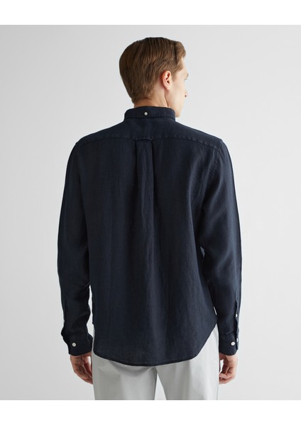 Erkek Siyah Regular Fit Düğmeli Yaka Keten Gömlek 3240120.5 fiyatları