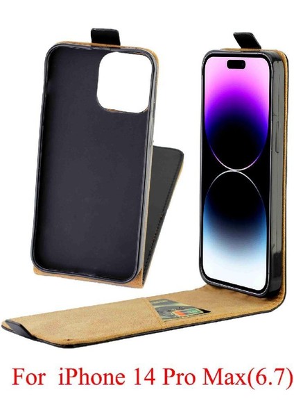Dikey Flip Case IPhone 14 Pro Max Kart Yuvası Tpu Deri Koruyucu (Yurt Dışından)