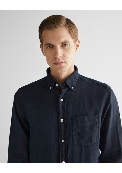 Erkek Siyah Regular Fit Düğmeli Yaka Keten Gömlek 3240120.5 fırsatları