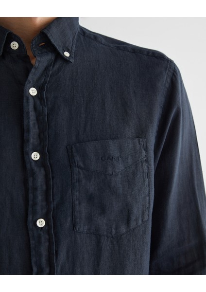 Erkek Siyah Regular Fit Düğmeli Yaka Keten Gömlek 3240120.5 indirimleri