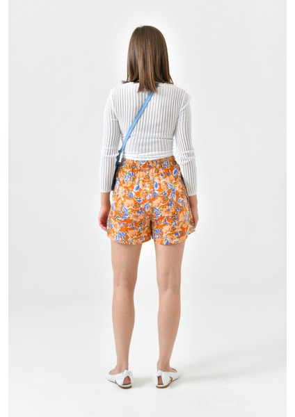 Çok Renkli Beli Lastikli Önü Parçalı Dokuma Şort indirimleri