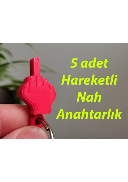 Hareketli Orta Parmak Nah Anahtarlık 5 Adet