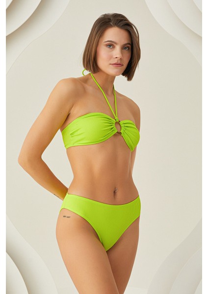 Yeşil Reps Boyundan Bağlamalı Tek Üst Bikini fiyatları