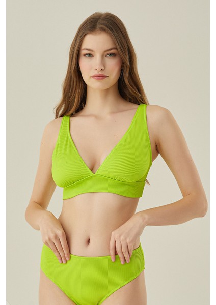 Yeşil Reps Üçgen Tek Üst Bikini fiyatları