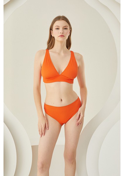 Turuncu Reps Üçgen Tek Üst Bikini fiyatları