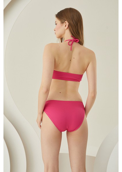 Fuşya Reps Boyundan Bağlamalı Tek Üst Bikini fırsatları