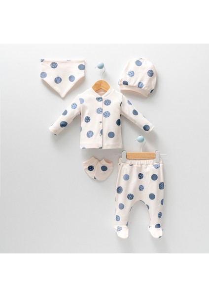 Unisex Bebek Gezegenli Natural 5li Hastane Çıkışı Zıbın Set