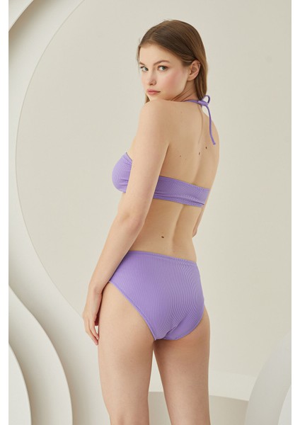 Lila Reps Boyundan Bağlamalı Tek Üst Bikini modelleri