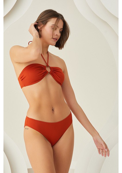 Kiremit Reps Boyundan Bağlamalı Tek Üst Bikini fiyatları