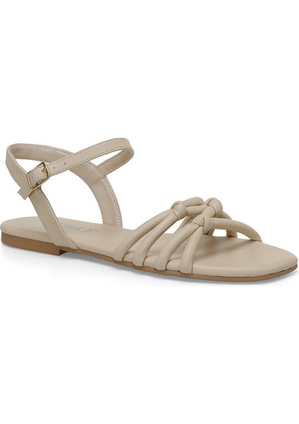 DS23018 4fx Bej Kadın Düz Sandalet
