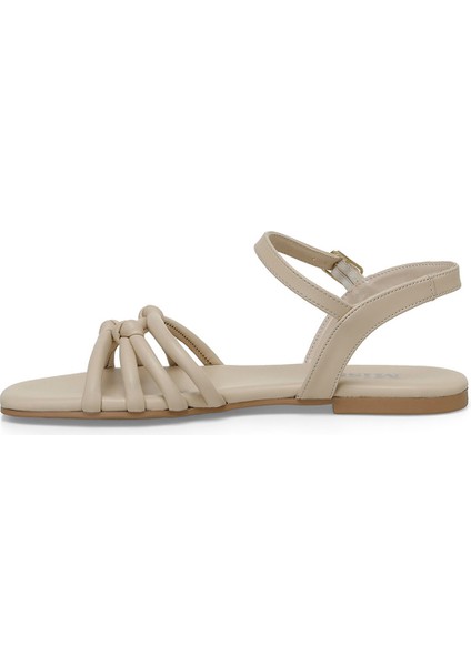 DS23018 4fx Bej Kadın Düz Sandalet
