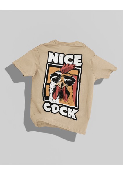 Nıce Cock Sırt Baskılı Yüksek Kalite Kompakt Unisex Oversize T-Shirt