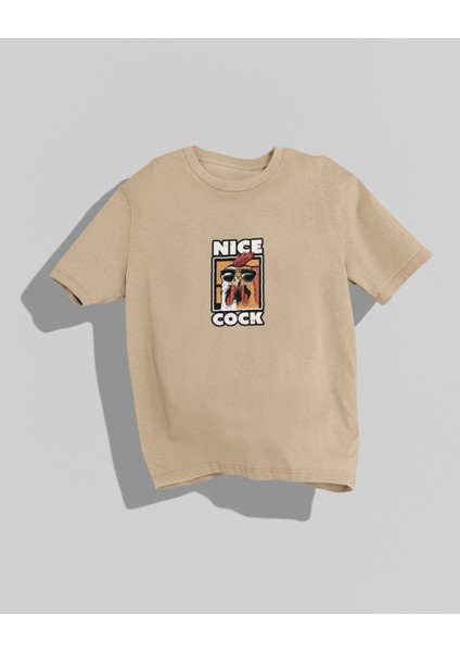 Nıce Cock Sırt Baskılı Yüksek Kalite Kompakt Unisex Oversize T-Shirt