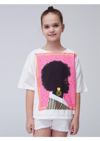 Kız Çocuk Havalı Kadın Baskılı T-Shirt