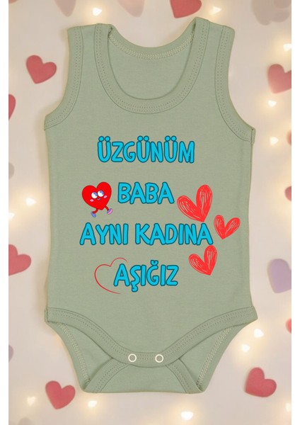Baba Aynı Kadına Aşığız Baskılı Pamuk Atlet Zıbın