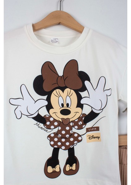 Kız Çocuk Minnie Temalı Ispanyol Paça Takım