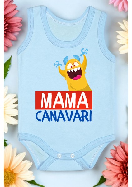 Mama Canavarı Baskılı Pamuk Atlet Zıbın