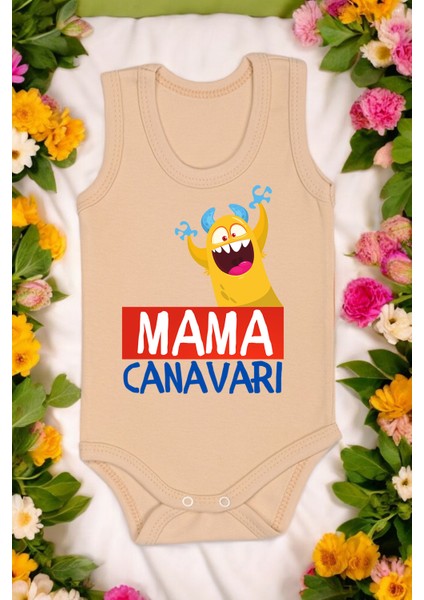 Mama Canavarı Baskılı Pamuk Atlet Zıbın