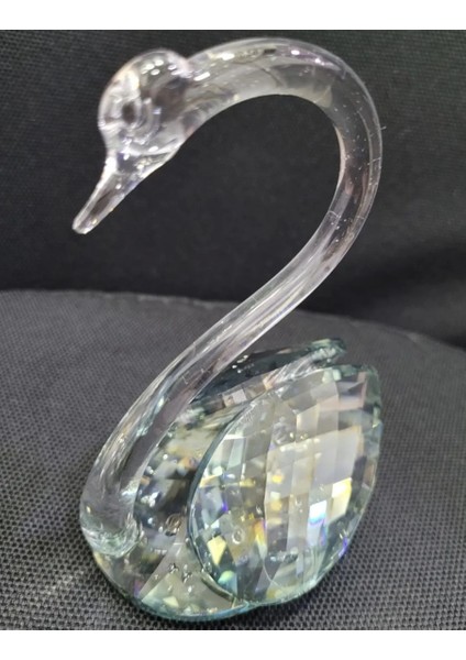 Minik Yeşil Kuğu Kristal Cam El Yapım 6x7cm Biblo Dekoratif Obje Figür Hediyelik Masaüstü 1 Adet