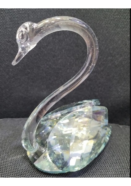 Minik Yeşil Kuğu Kristal Cam El Yapım 6x7cm Biblo Dekoratif Obje Figür Hediyelik Masaüstü 1 Adet