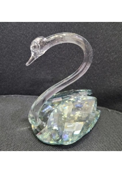 Minik Yeşil Kuğu Kristal Cam El Yapım 6x7cm Biblo Dekoratif Obje Figür Hediyelik Masaüstü 1 Adet