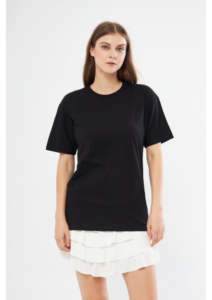 Kadın Siyah Sırtı Yazılı Oversize T-Shirt