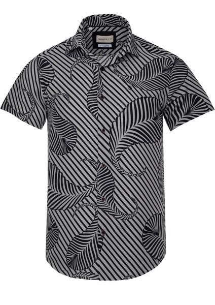 Erkek Büyük Beden 118-191 Kilo Arası Için Uygun Kısa Kollu Cepsiz Viscon Gömlek