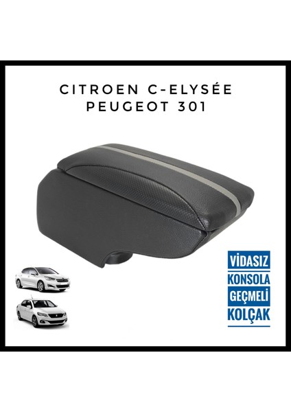 C-Elysee Vidasız Konsola Geçmeli Kolçak (Siyah)