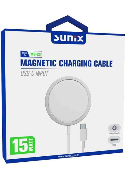 Mg 20 Magsafe Charger Hızlı Kablosuz Şarj Aleti iphone ve Tüm Telefonlarla Uyumlu Type-C Giriş