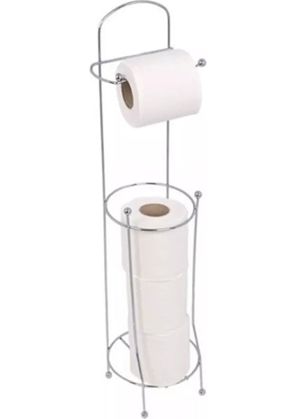 Ayaklı Krom Kaplama Metal Yedek Hazneli Tuvalet Kağıdı Tutucu -69100