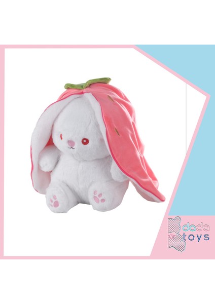 Dada Toys Çilek Yuvali Uzun Kulakli Tavşan Peluş Uyku Arkadaşi 25 cm Pembe 12