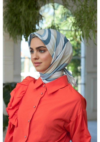 Yaz Işıltısı Koleksiyonu Soft Eşarp Krem Kot Mavi 1183-05