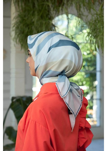 Yaz Işıltısı Koleksiyonu Soft Eşarp Krem Kot Mavi 1183-05