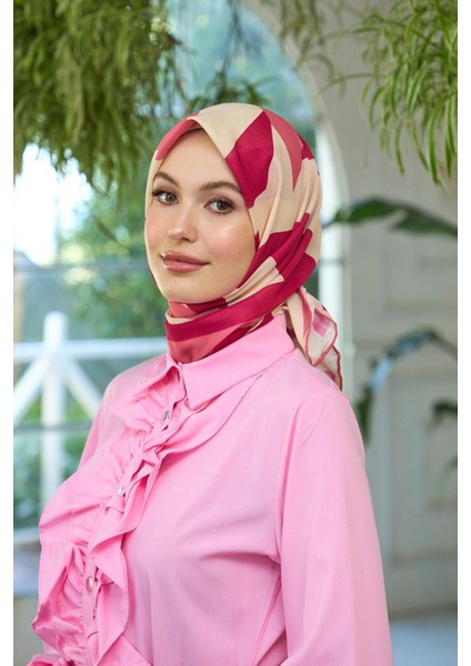 Yaz Işıltısı Koleksiyonu Soft Eşarp Bordo Krem 1186-01