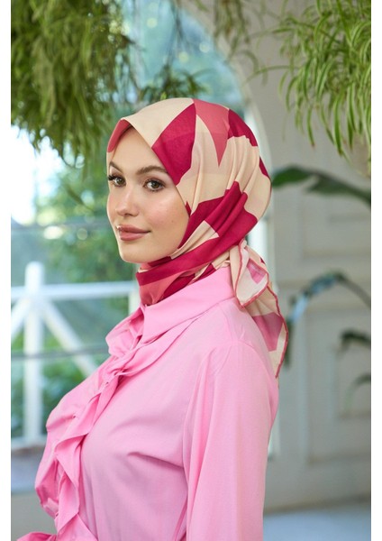 Yaz Işıltısı Koleksiyonu Soft Eşarp Bordo Krem 1186-01