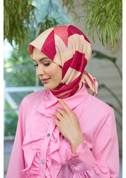 Yaz Işıltısı Koleksiyonu Soft Eşarp Bordo Krem 1186-01