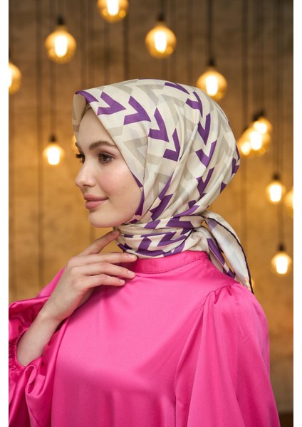 Yaz Işıltısı Koleksiyonu Soft Eşarp Mürdüm Krem 1187-13