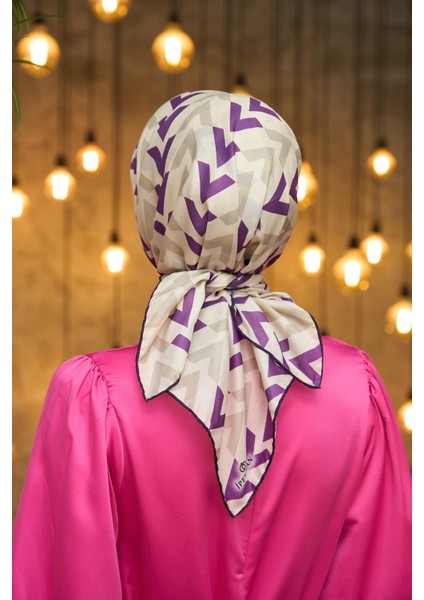 Yaz Işıltısı Koleksiyonu Soft Eşarp Mürdüm Krem 1187-13