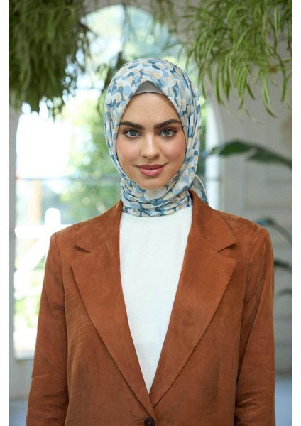 Yaz Işıltısı Koleksiyonu Soft Eşarp Alice Mavi Krem 1185-08