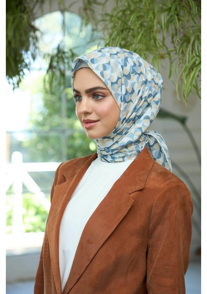 Yaz Işıltısı Koleksiyonu Soft Eşarp Alice Mavi Krem 1185-08