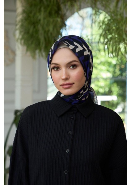 Yaz Işıltısı Koleksiyonu Soft Eşarp Lacivert Siyah 1187-11