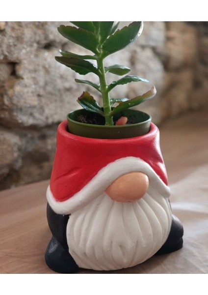 Noel Baba Figürlü El Yapımı Organizer Ve Saksı Biblo