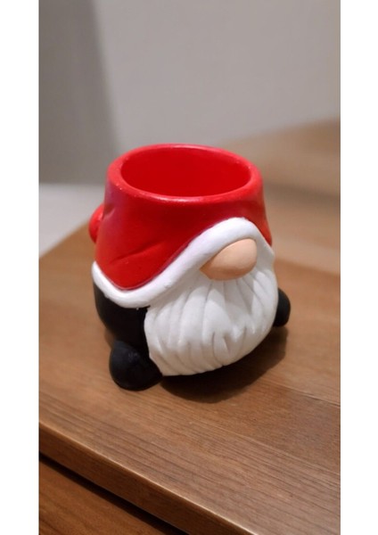 Noel Baba Figürlü El Yapımı Organizer Ve Saksı Biblo