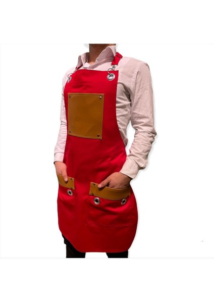 Restoran Bar Cafe Cepli Önlük Model ve Renkleri Deri Detaylı Askılı Şef Önlük modelleri