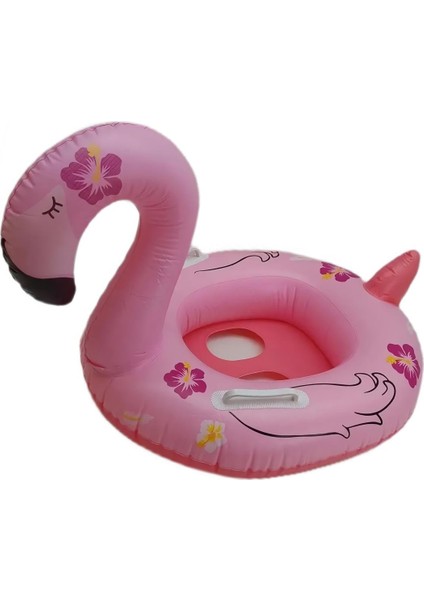 Ayak Geçmeli Flatör Tutunmalı Büyük Boy Şişme Flamingo Simit Deniz Plaj Havuz Oyuncağı 75 Cm.