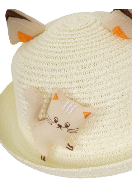 Kız Çocuk 24710-03 Kedi Fügürlü Hasır Şapka modelleri
